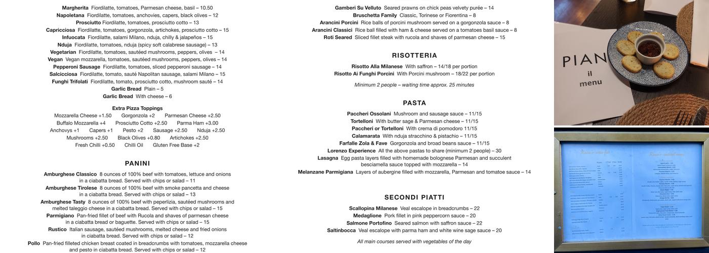 Roccos Menu