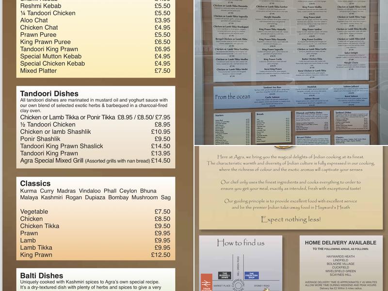 Agra classic indian cuisine Menu