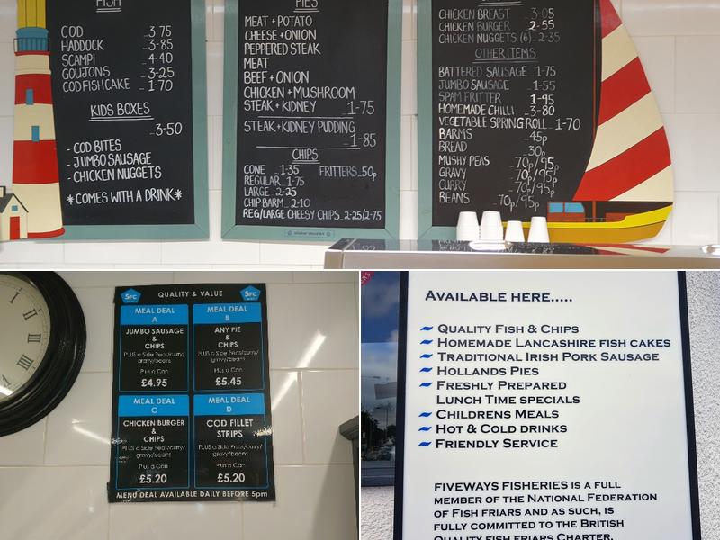 Fiveways Fish & Chips Menu