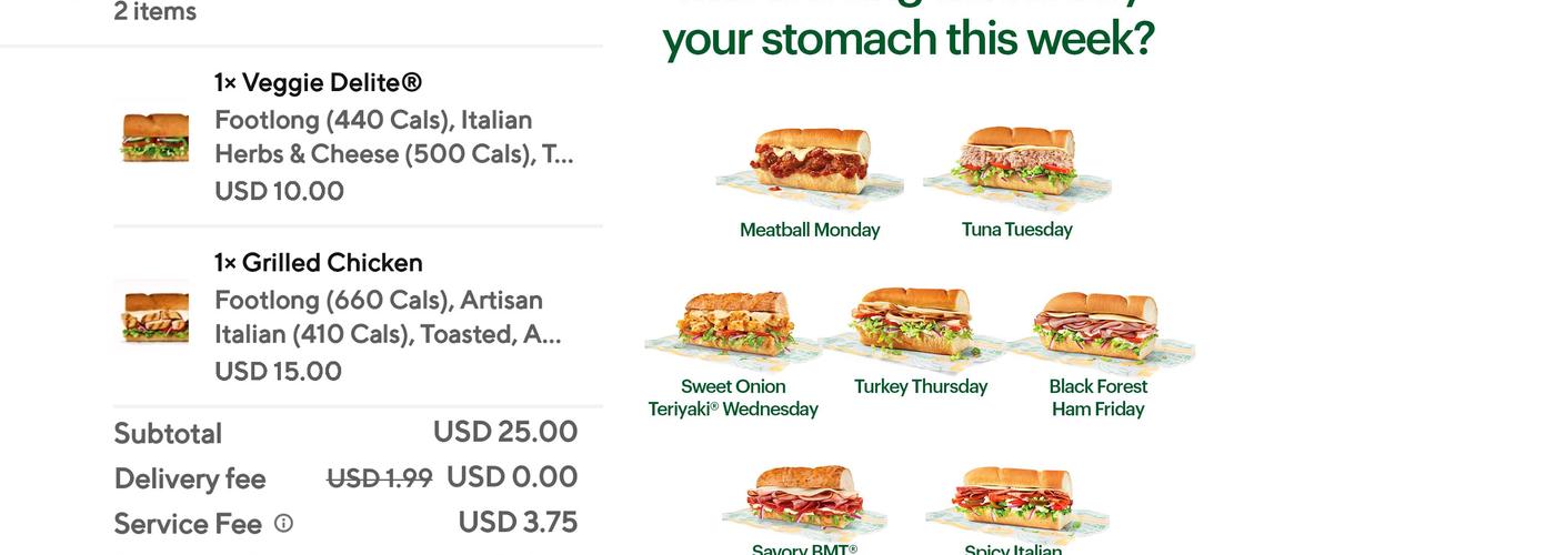 Subway Menu