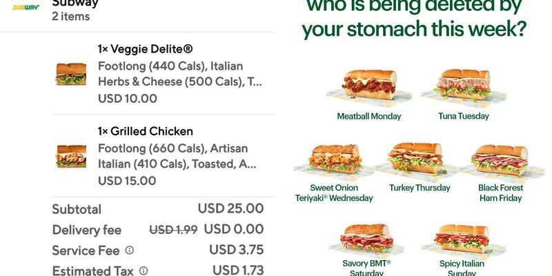 Subway Menu
