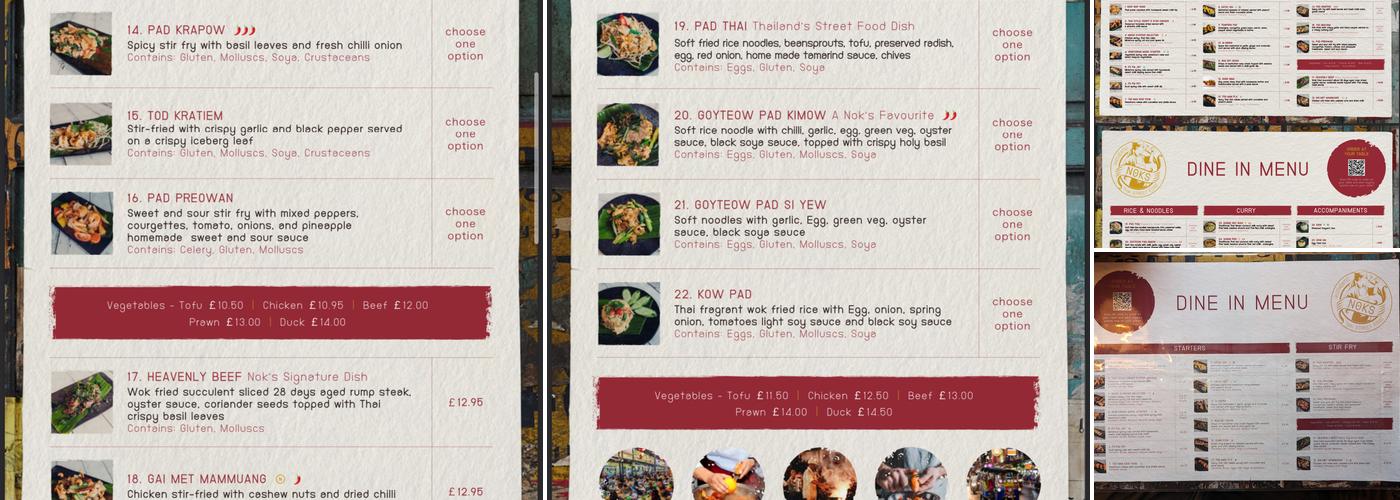 Noks Thai Street Food Menu