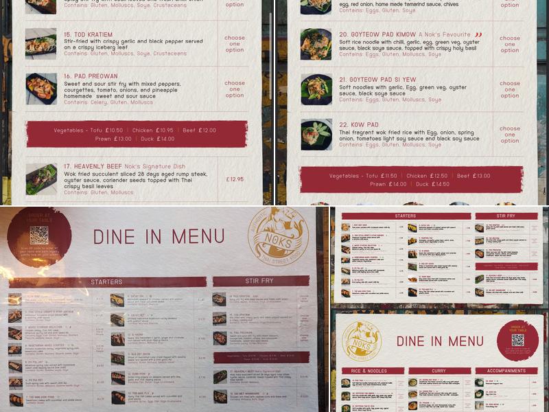 Noks Thai Street Food Menu