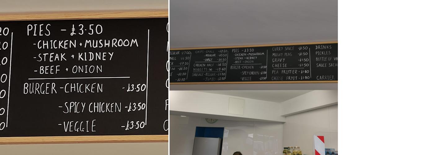 Heamoor Chip Shop Menu