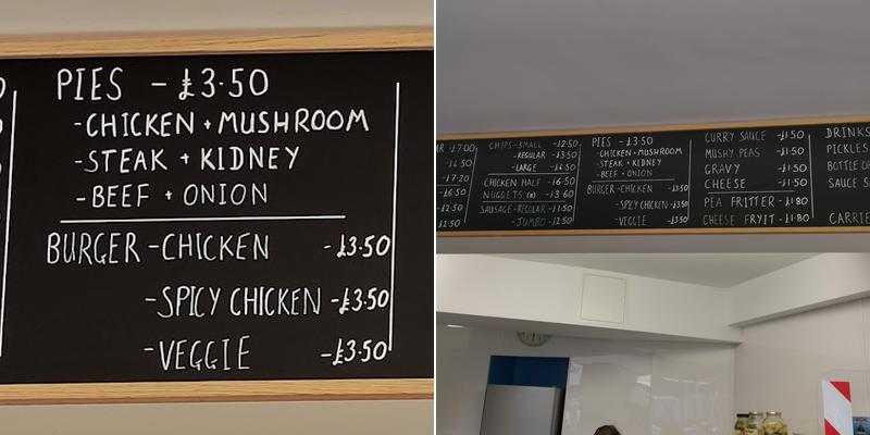 Heamoor Chip Shop Menu