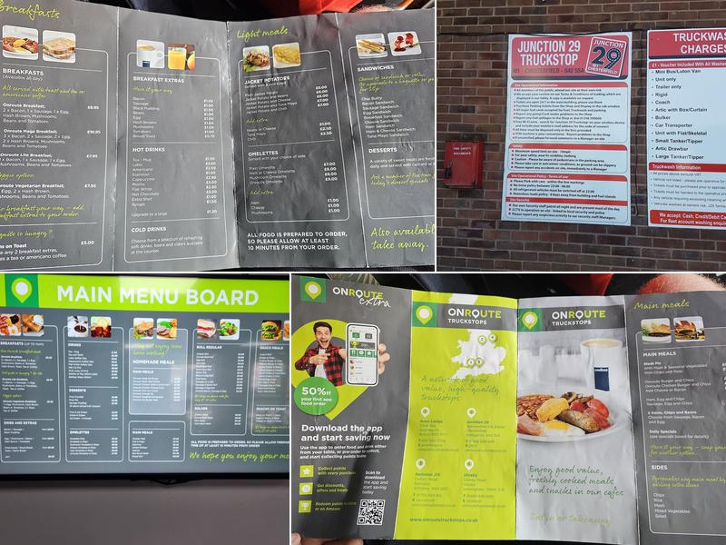 Onroute Truckstops - Junction 29 Menu