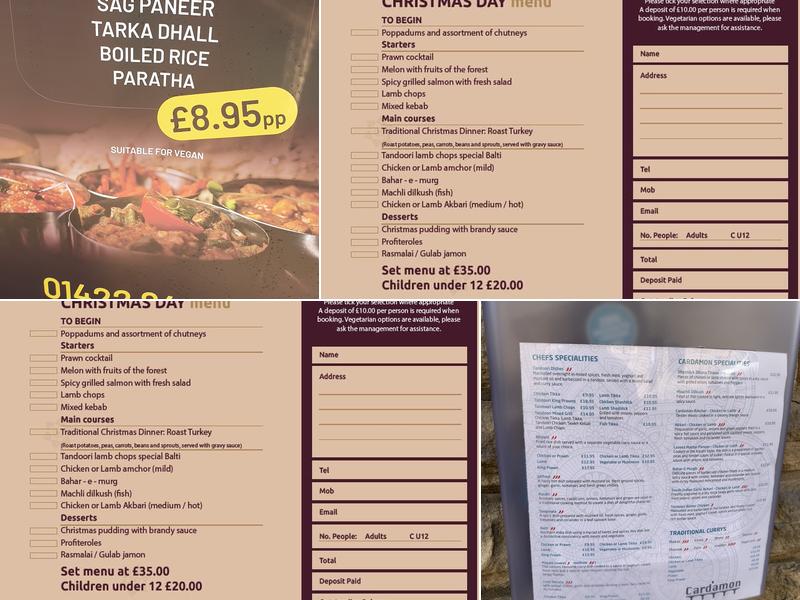 Cardamon at the Bridge Menu