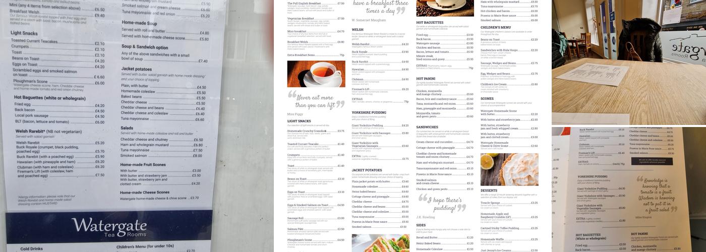 Watergate Tea Rooms Menu