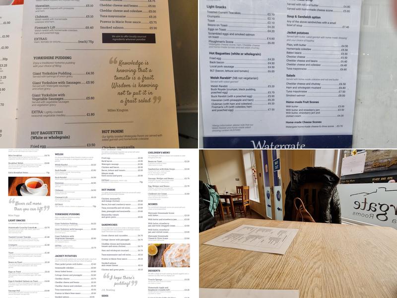 Watergate Tea Rooms Menu