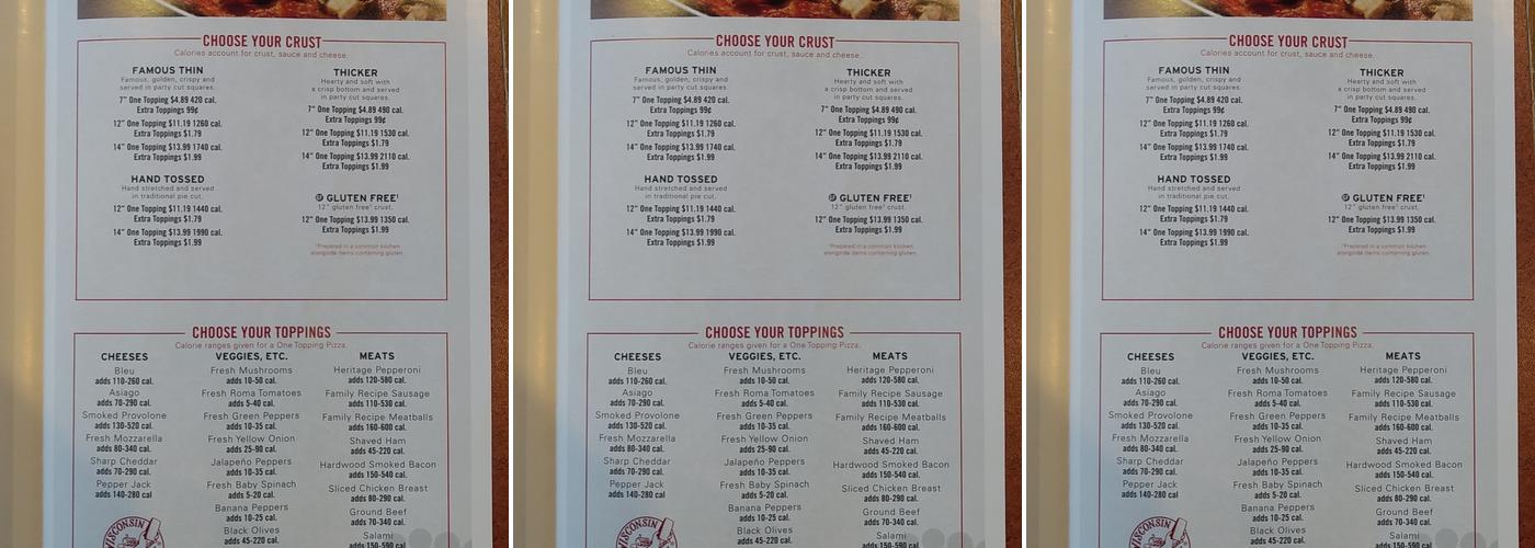 Donatos Pizza Menu