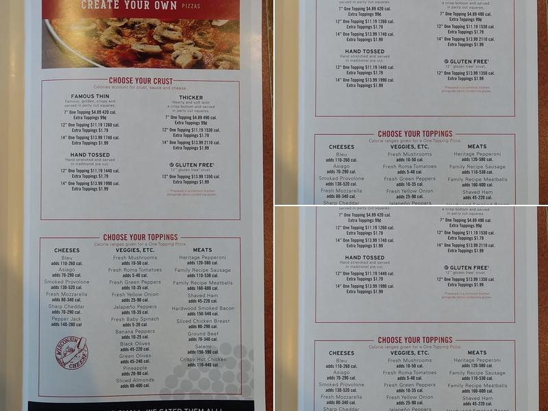 Donatos Pizza Menu