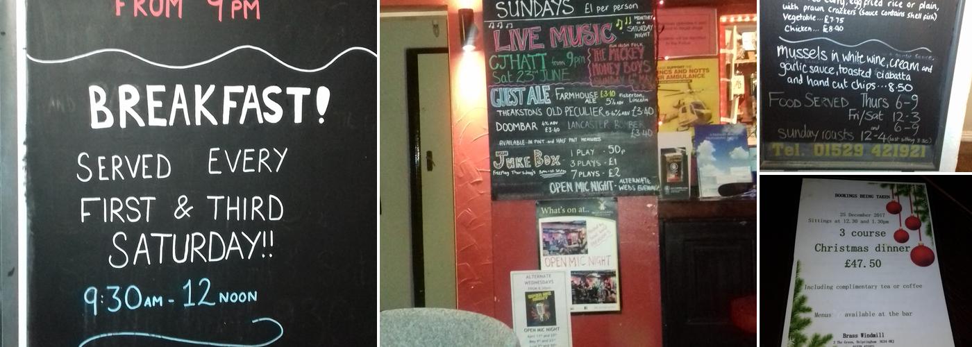 The Brass Windmill Menu