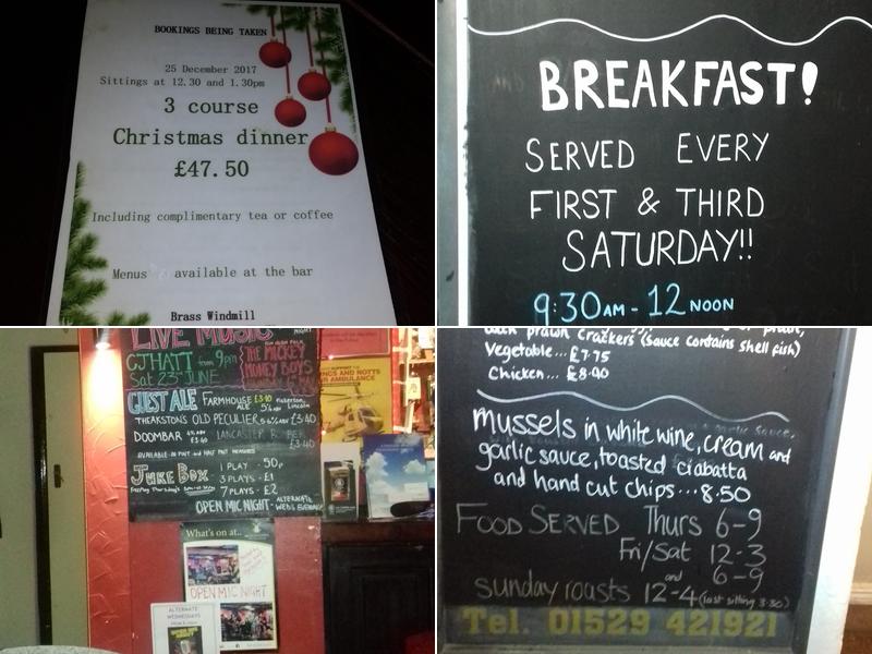 The Brass Windmill Menu