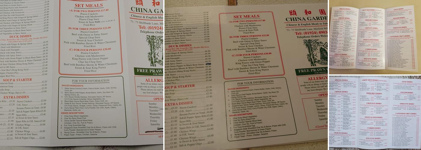 China Garden Menu