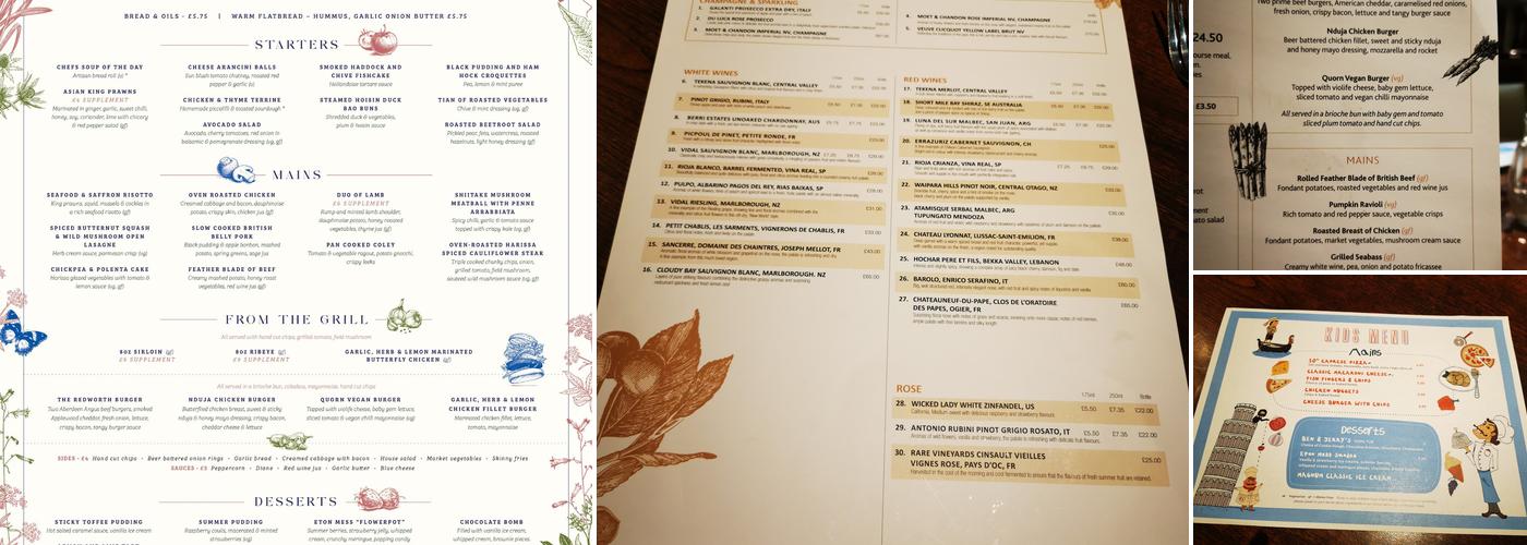 1744 at Redworth Hall Hotel Menu