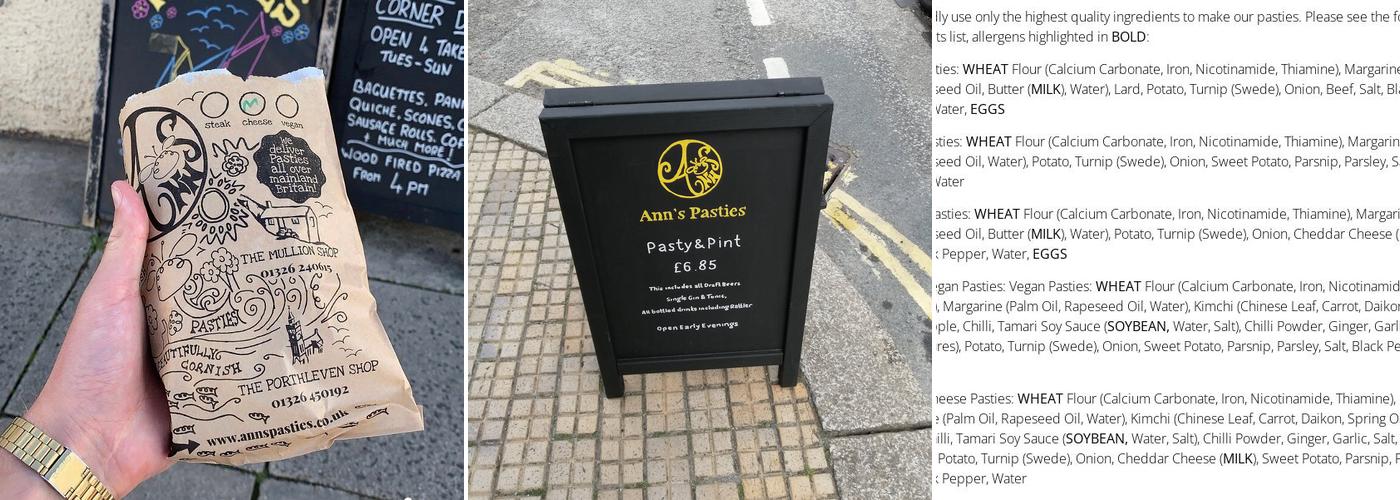 Ann's Pasties & Bar Menu