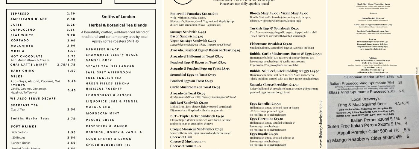 Fishery Wharf Cafe Menu