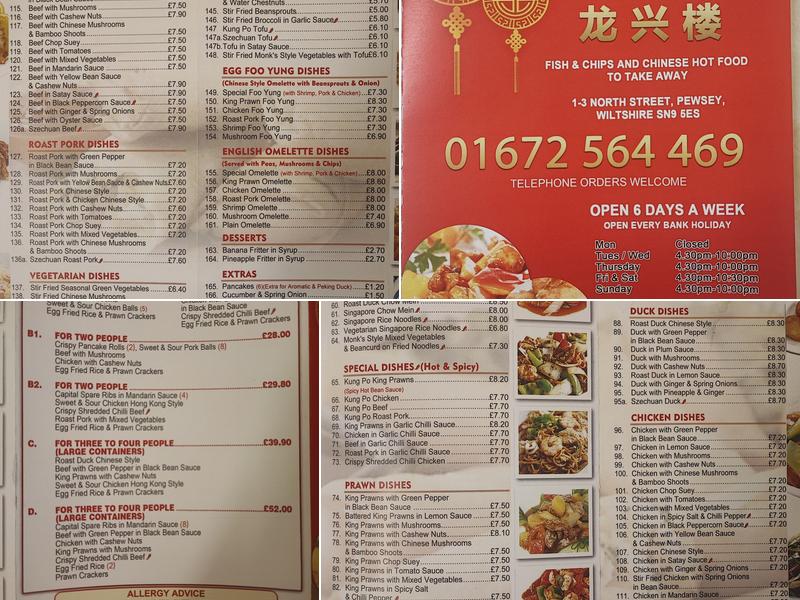 Pewsey Chinese Takeaway Menu