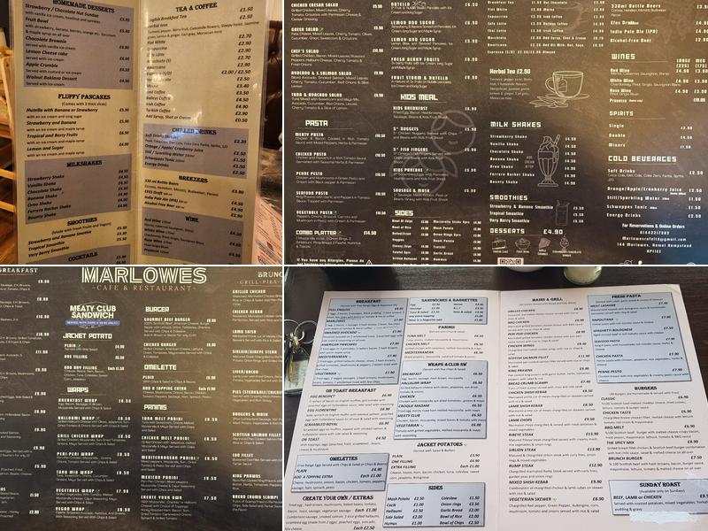 Marlowes Cafe & Restaurant Menu