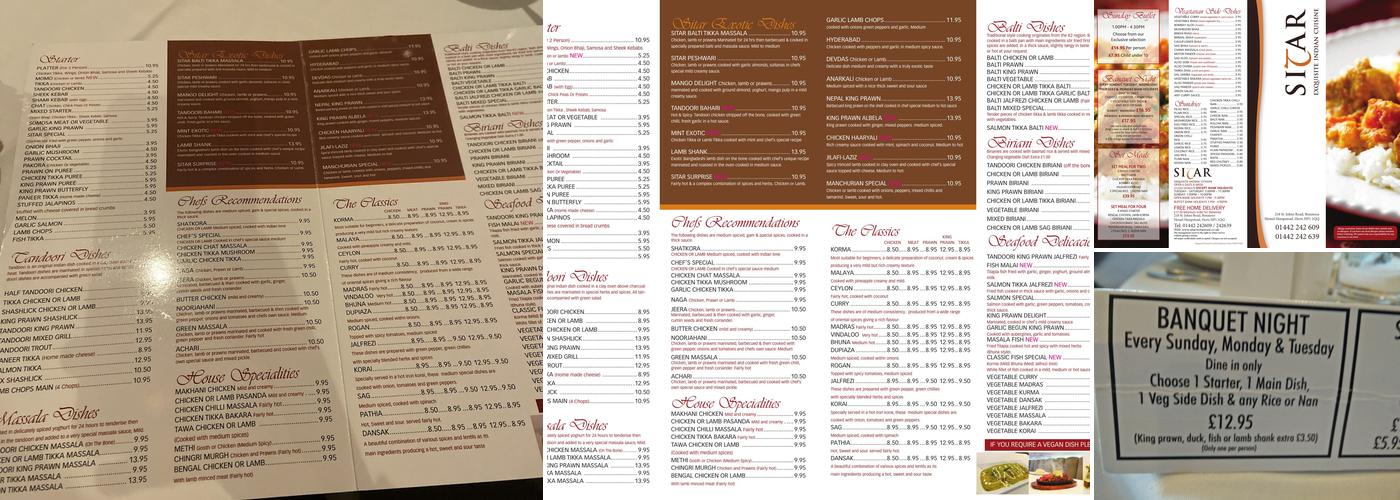 Sitar Menu