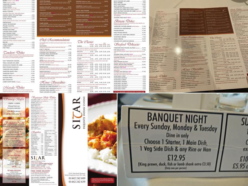 Sitar Menu