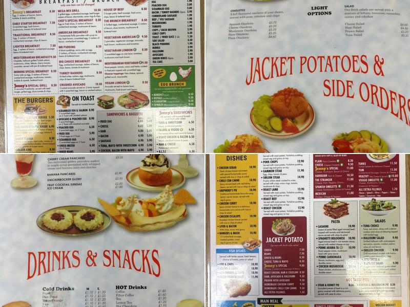 Jenny's Restaurants - Hemel Hempstead Menu