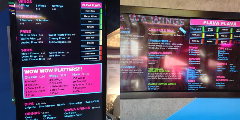 Wa Wa Wings Menu