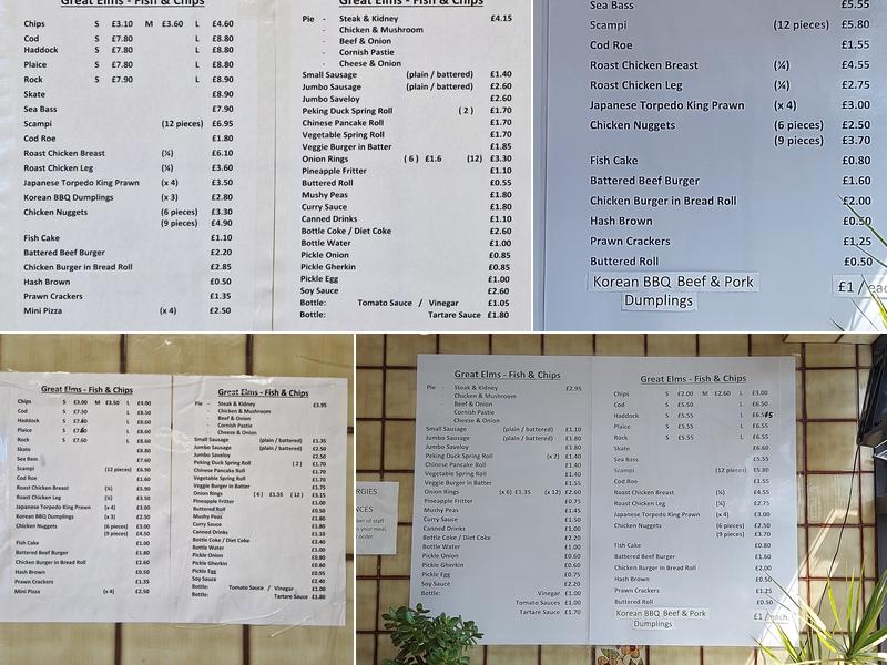 Great Elms Fish & Chips Takeaway Menu