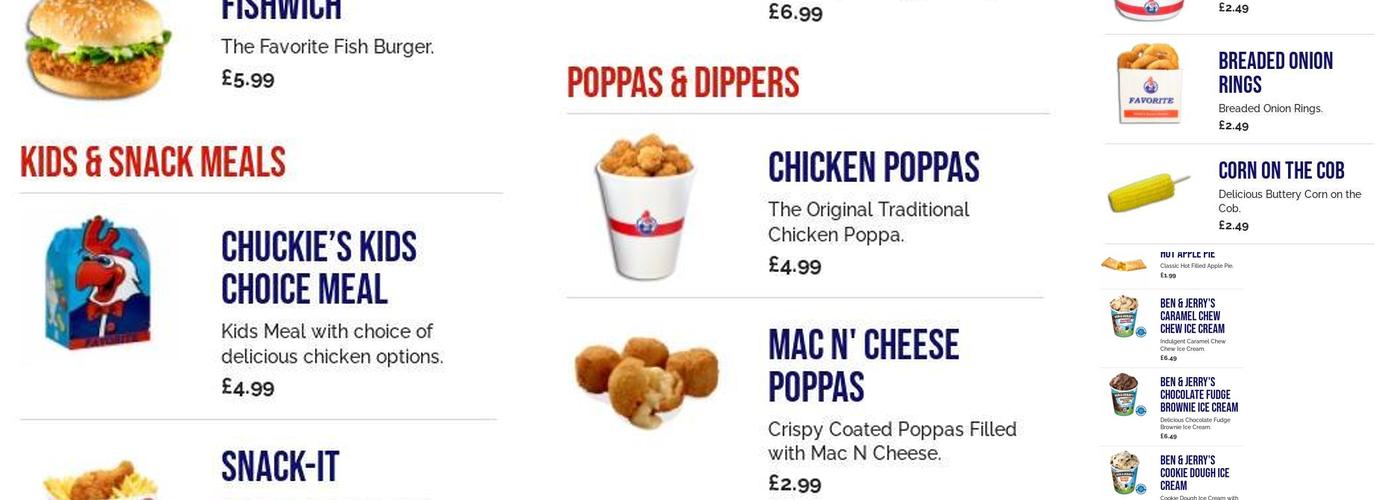 Favorite Chicken Apsley Menu