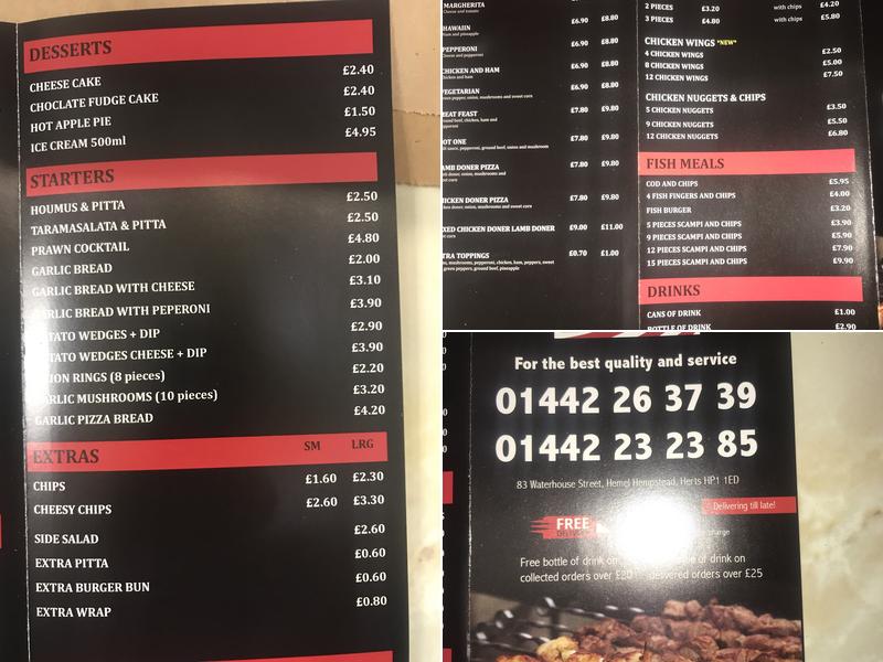 Millennium Kebab House Menu