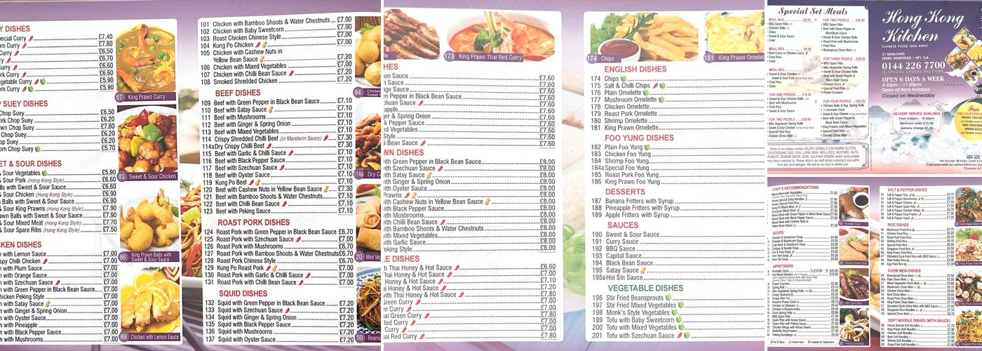 Hong Kong Kitchen Menu