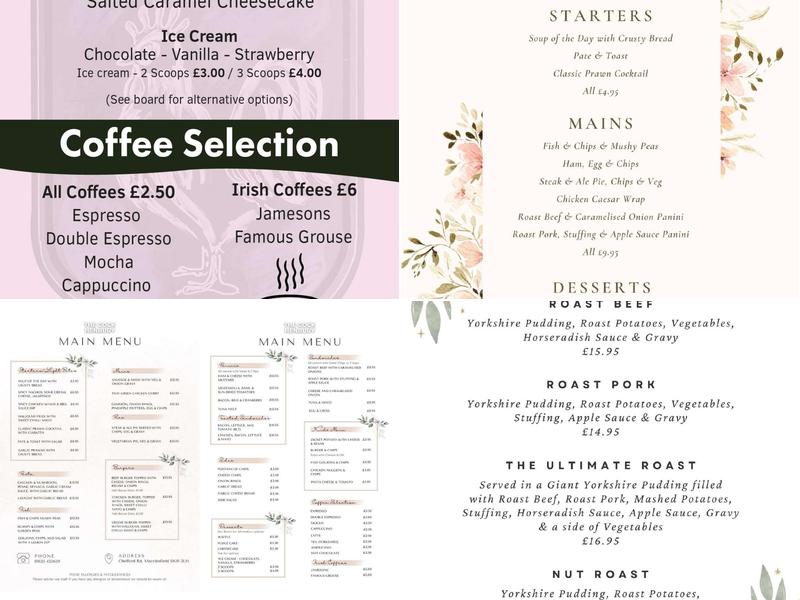 The Cock, Henbury Menu