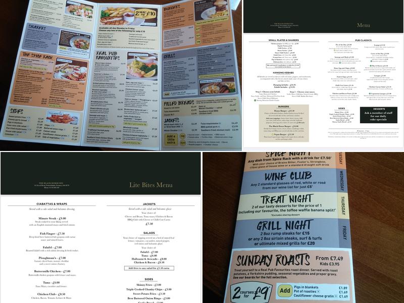 Black Horse Inn Menu