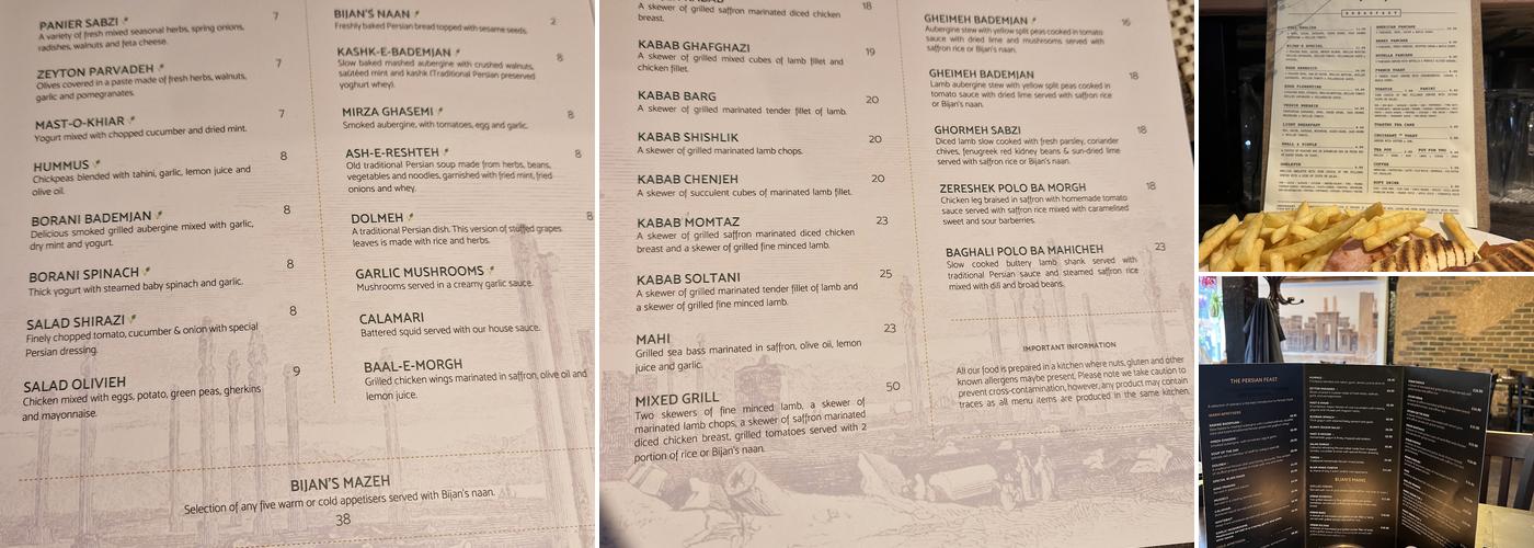 Bijan's Kitchen Menu