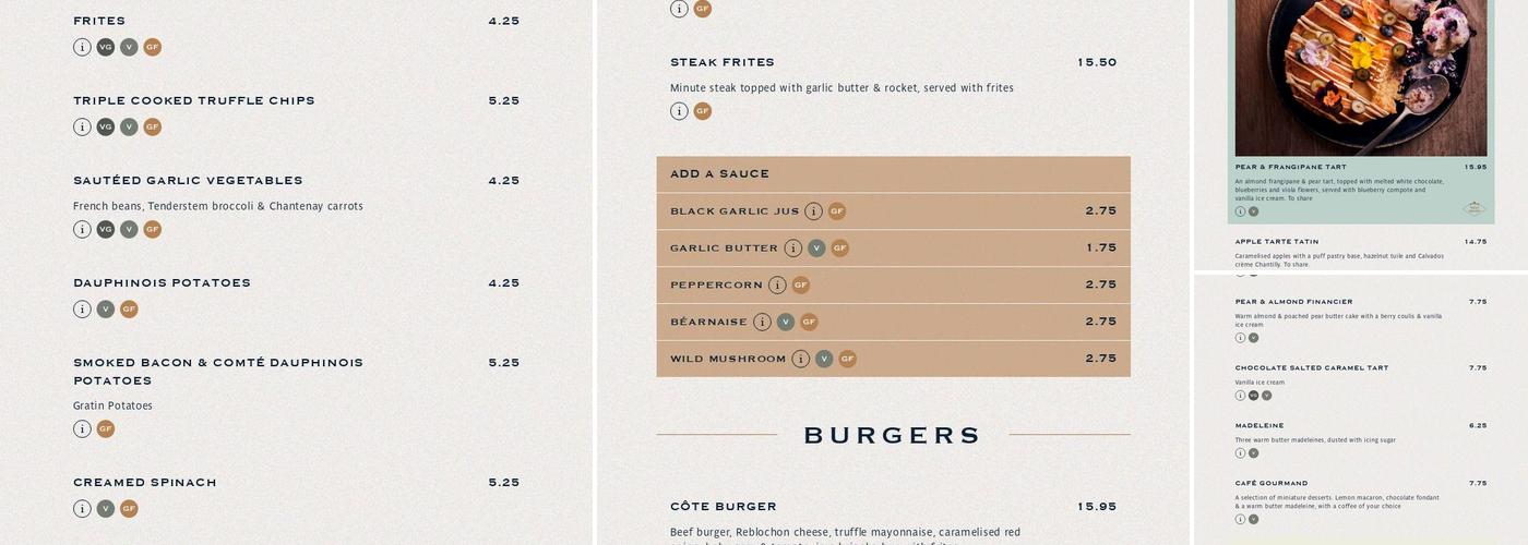 Côte Henley-on-Thames Menu