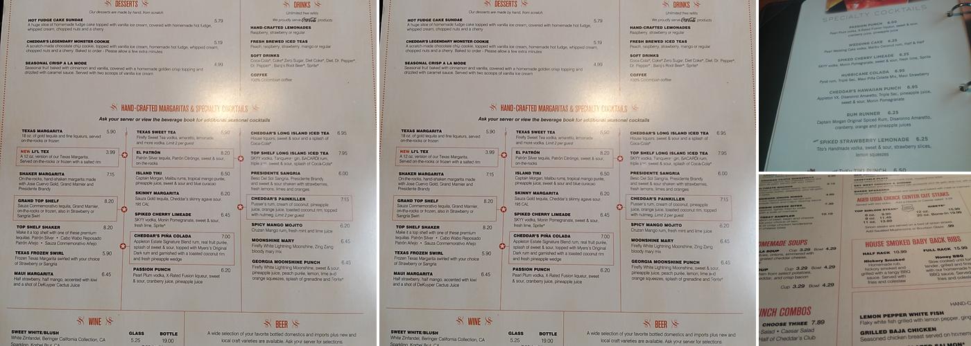 Cheddar's Scratch Kitchen Menu