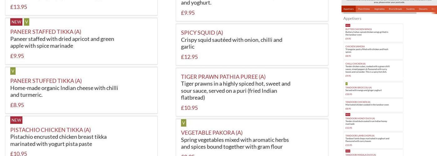 Feast Online Henley-on-Thames Menu