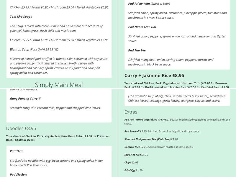 SimplyThai.Kitchen (Thai Restaurant) Menu