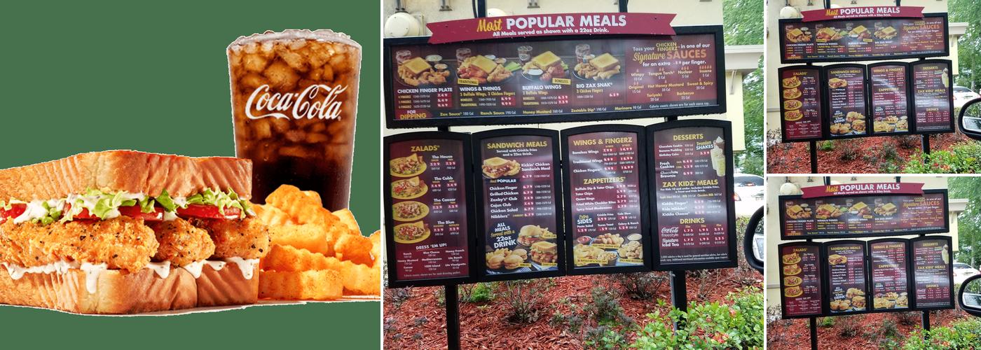 Zaxbys Chicken Fingers & Buffalo Wings Menu