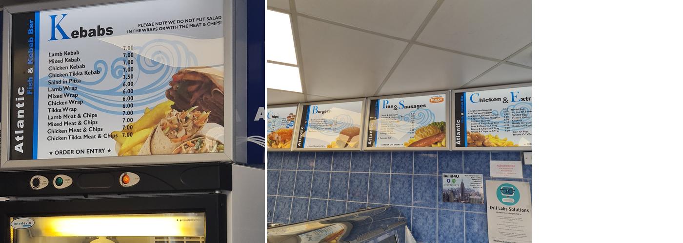 Costas Atlantic Fish & Kebab Bar Menu