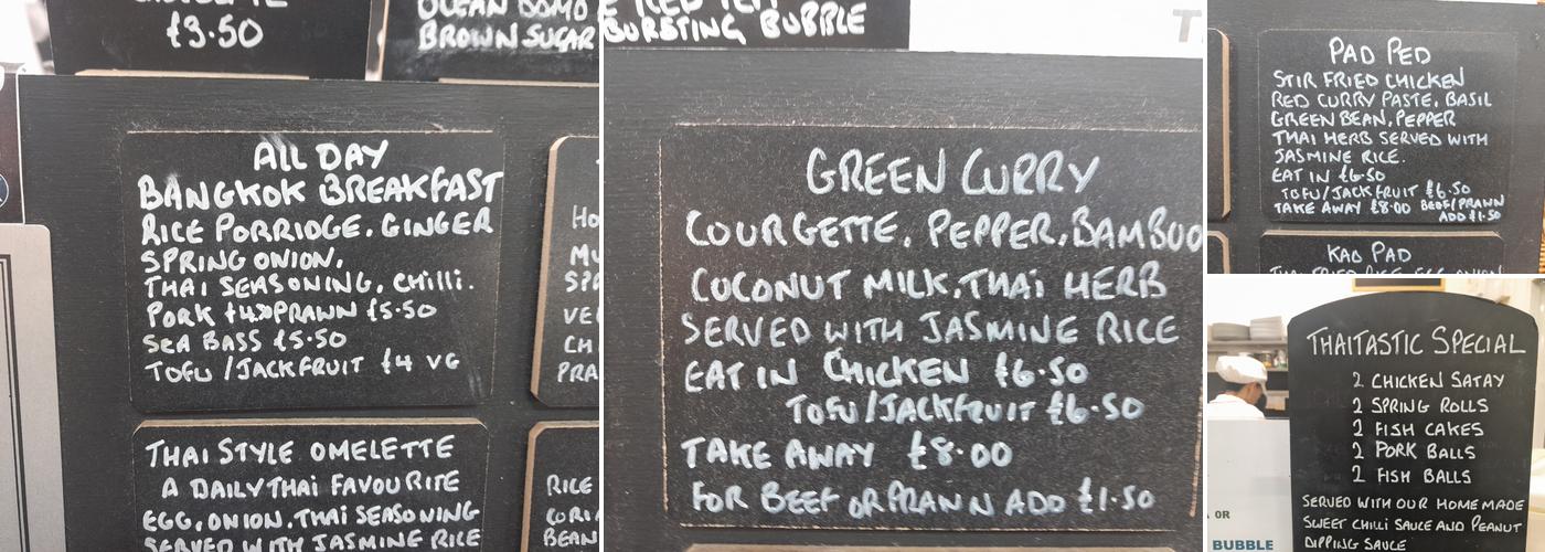 Thaitastic Thai Menu