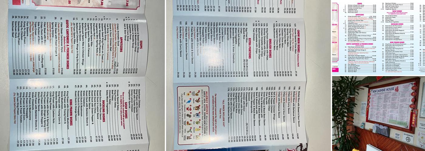 New Jasmine House Menu