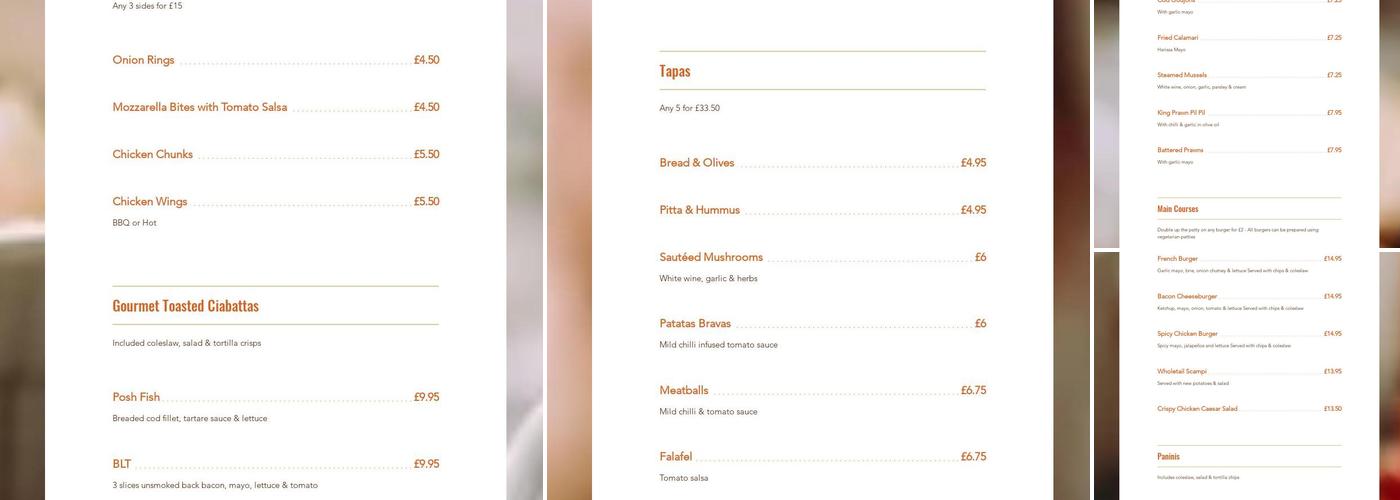 Charlie's Bistro Menu