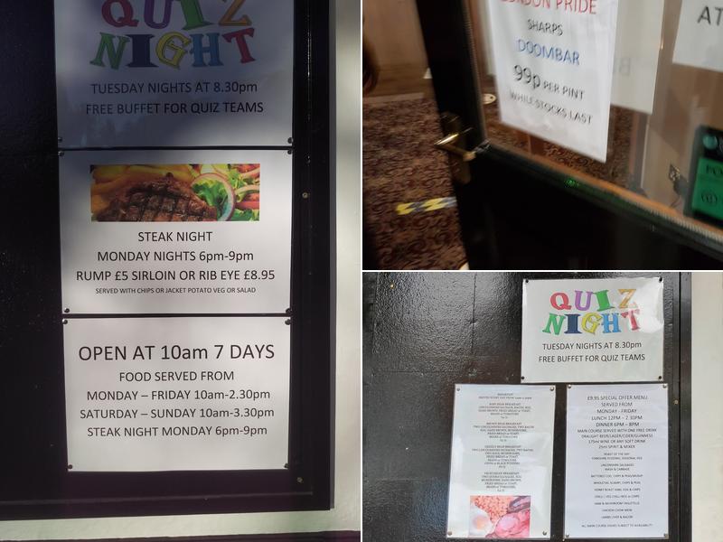 The Bear Bar & Barbers Menu