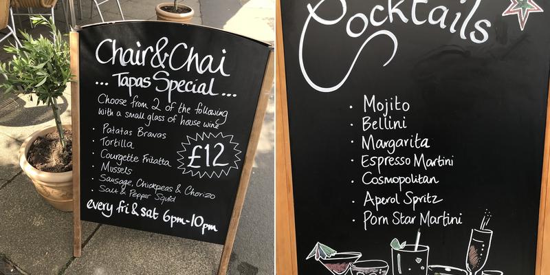 Chair & Chai Menu
