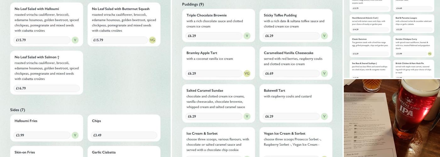 Five Horseshoes Menu