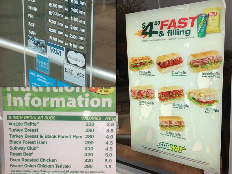 Subway Menu