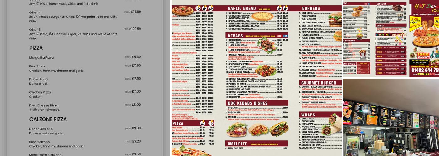 Hot Italian Pizza Menu