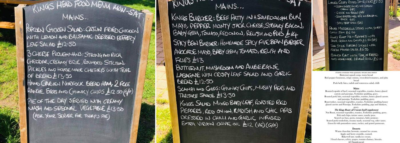 Kings Head Menu