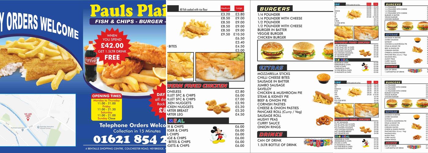 Paul's Plaice Menu